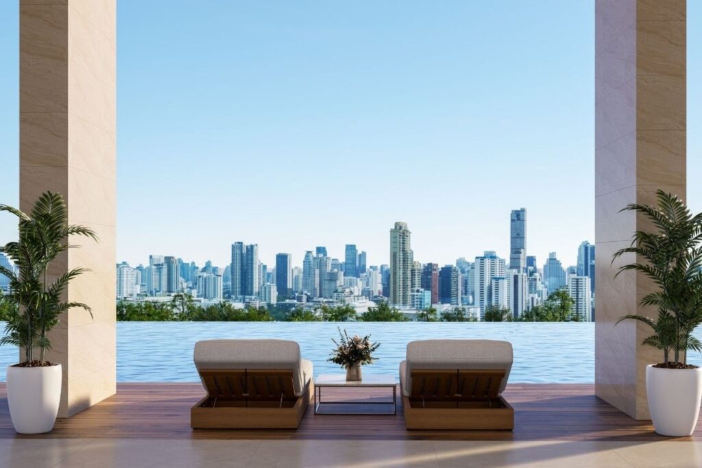 Bathhouse Williamsburg rooftop pool with NYC skyline offering urban wellness relaxation in Brooklyn 2026