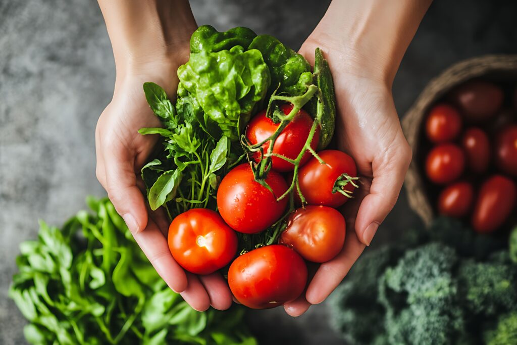 Verduras y hierbas frescas listas para la cosecha en la temporada de jardinería de otoño en Dubái