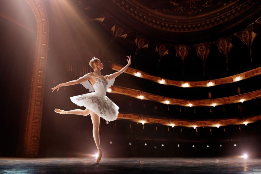 Ballet dancers performing at Dubai Opera House stage Opera Season performance cultural artistic
