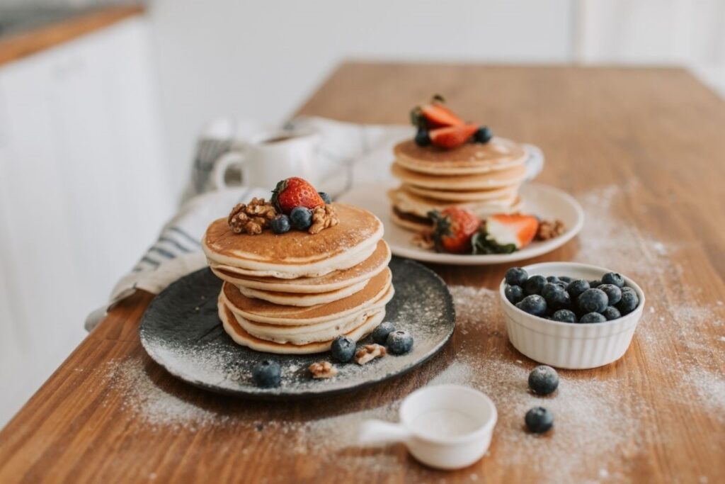 Homemade gluten-free pancakes with fresh berries and ingredients gluten-free breakfast healthy recipe nutritious protein