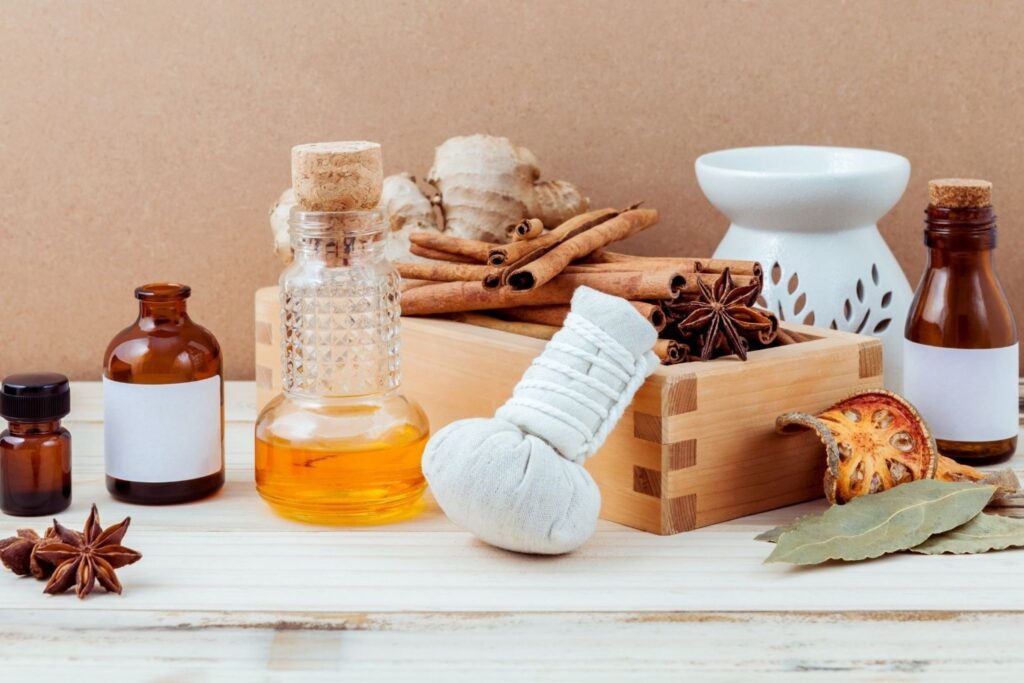 Natural Ayurvedic beauty ingredients herbs oils and flowers Ayurvedic beauty rituals holistic radiant