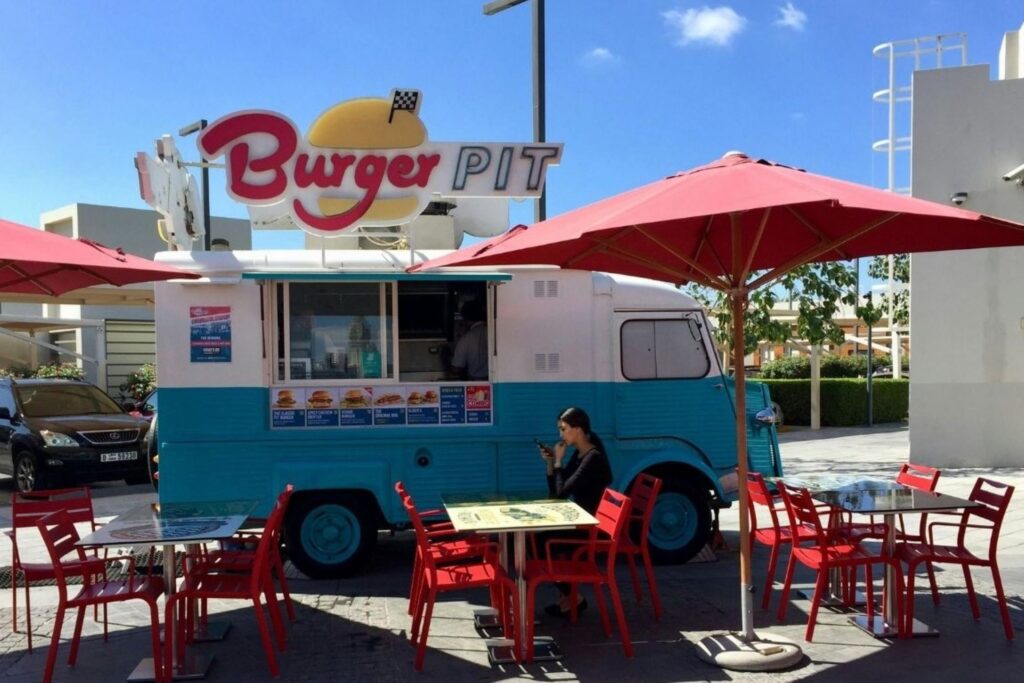 Dubai food festival Beach Canteen showing outdoor food trucks and dining experiences at Kite Beach