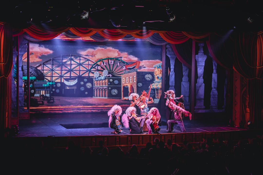 Young performers rehearse a scene in Arabic for a community theatre programme at a Dubai cultural centre.