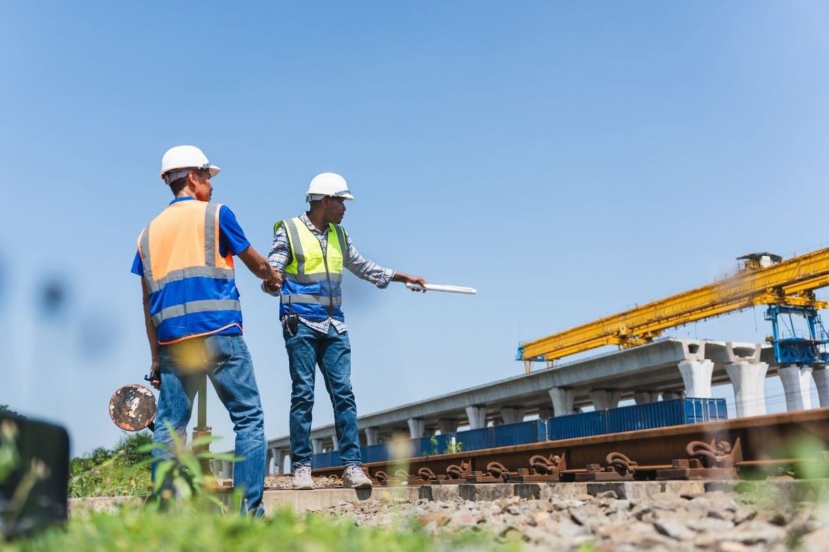 Construction on a transport infrastructure project funded by EU cohesion funds in an Eastern European region