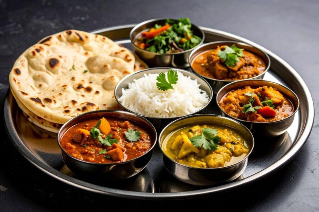 Traditional Indian thali meal representing culinary tourism restaurant scene and regional food revenue