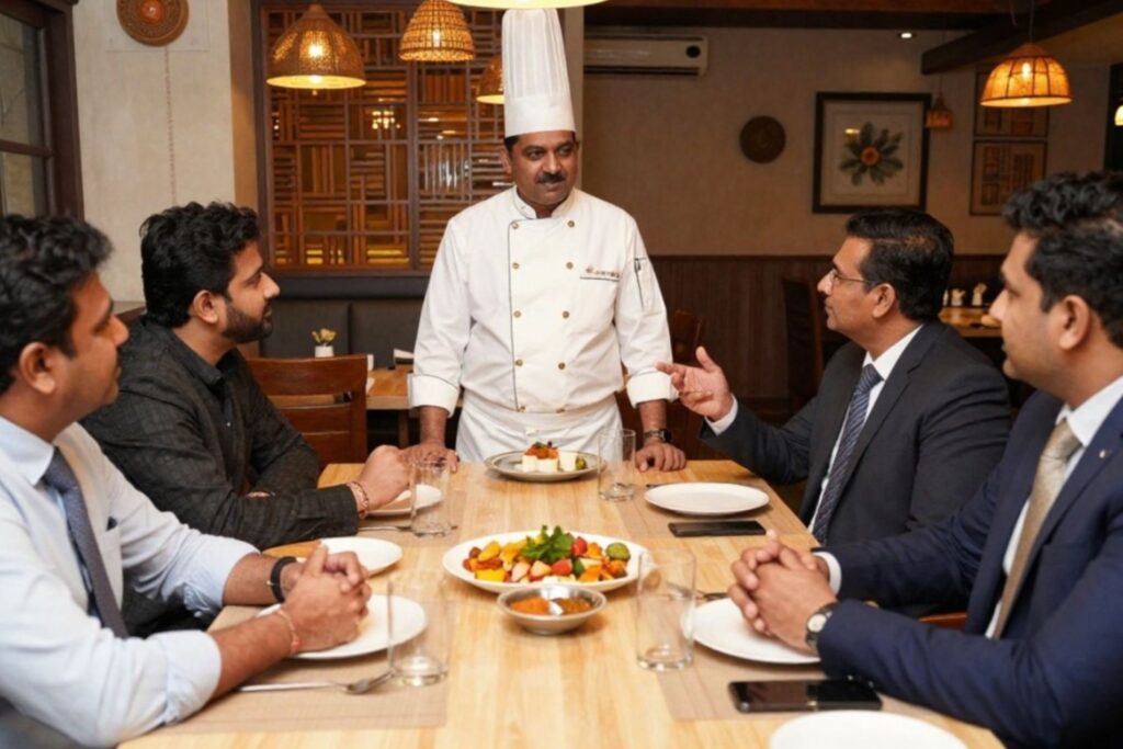 India Michelin restaurant investment meeting with investors discussing fine dining economics opportunities